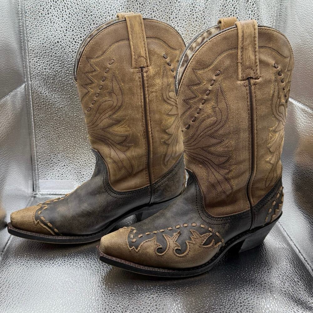 Laredo Cullison 52142 Women’s 7.5 M Leather Western Cowgirl Boots Brown Tan